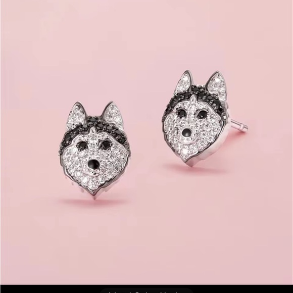 Other - Husky Dog Rhinestone Puppy Bling Earrings